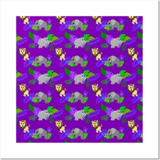 African Animal Party Repeating Pattern Posters and Art